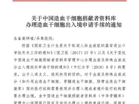 中华骨髓库:造血干细胞出入境流程